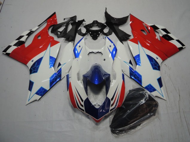 Carénage Moto Ducati 1199 11-14 - Blanc Bleu Rouge