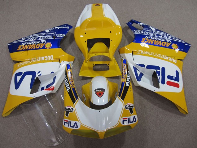 Carénage Moto Ducati 748 93-05 - Jaune Blanc Fila