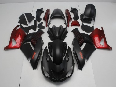 Carénage Moto Kawasaki ZX14R ZZR 1400 06-11 - Noir Mat et Rouge