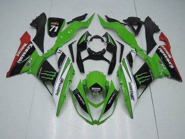 Carénage Moto Kawasaki ZX6R 13-18 - Noir Vert Blanc Monster