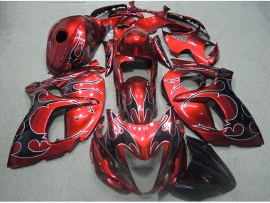 Carénage Moto Suzuki GSXR 1300 Hayabusa 08-19 - Rouge Noir Flamme