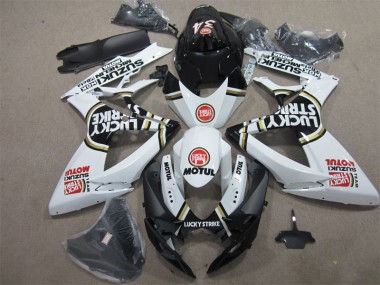 Carénage Moto Suzuki GSXR 600 K6 06-07 - Noir Blanc Lucky Strike Motul