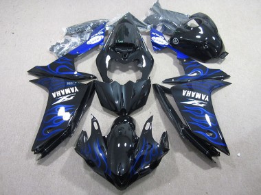 Carénage Moto Yamaha R1 07-08 - Noir avec Bleu Flamme