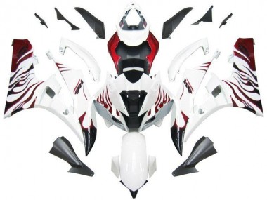 Carénage Moto Yamaha R6 06-07 - Blanc Rouge Flamme