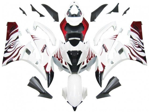 Carénage Moto Yamaha R6 06-07 - Blanc Rouge Flamme