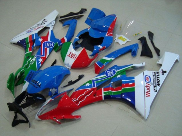 Carénage Moto Yamaha R6 06-07 - Bleu Rouge Blanc Vert