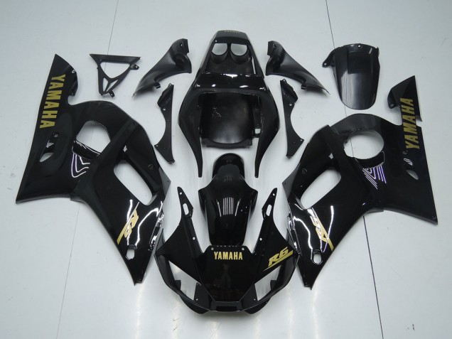 Carénage Moto Yamaha R6 98-02 - Noir Brillant Or Décalque